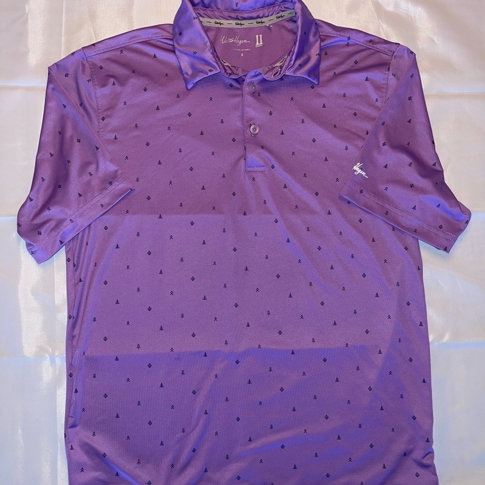 Walter Hagen Golf Polo Men's Medium Purple Athletic Short Sleeve Shirt Pattern